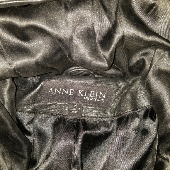 LEATHER ANNE KLEIN QUILTED LONG WINTER COAT - Picture 2 of 3